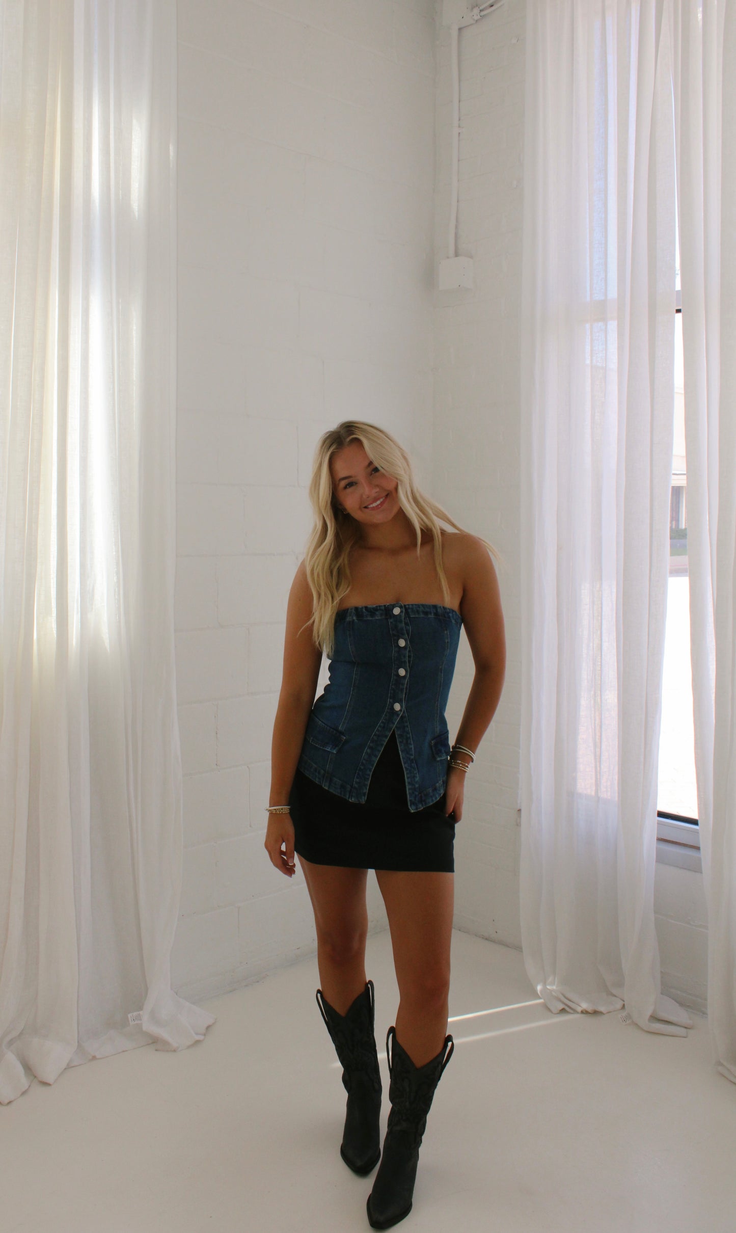 Reese denim tube top
