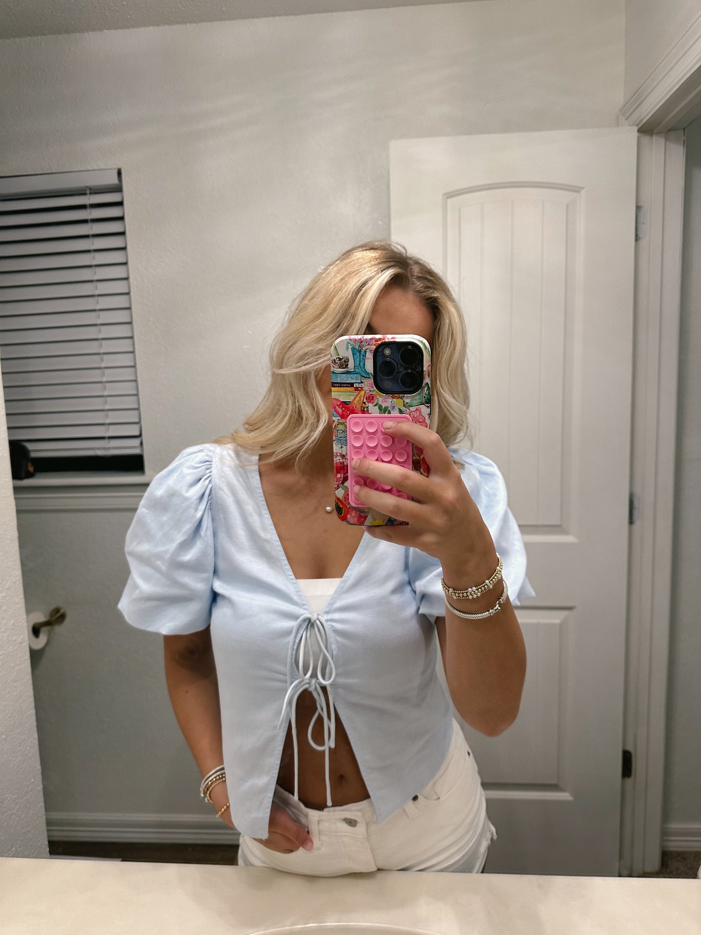 wesley blue tie top