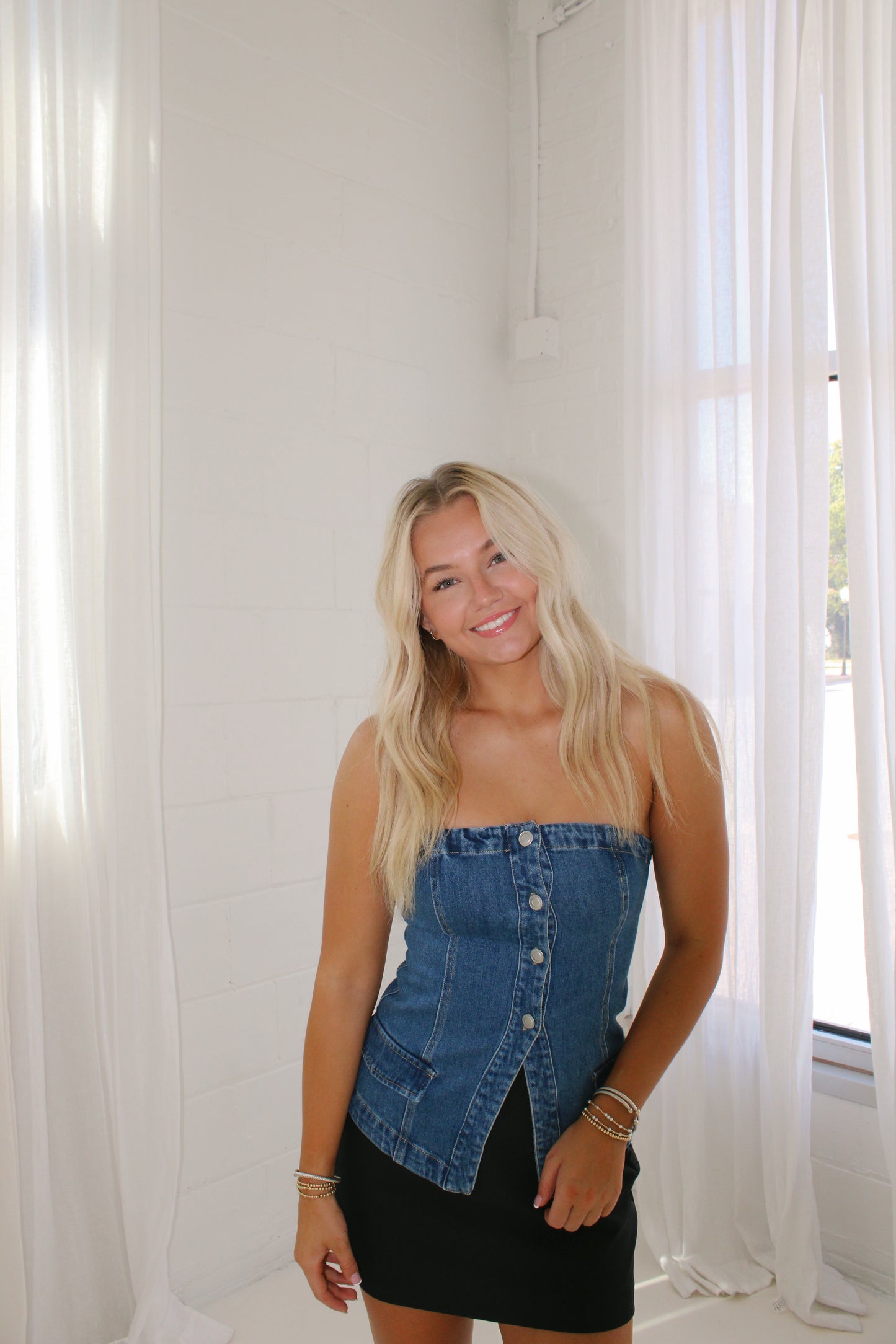 Reese denim tube top