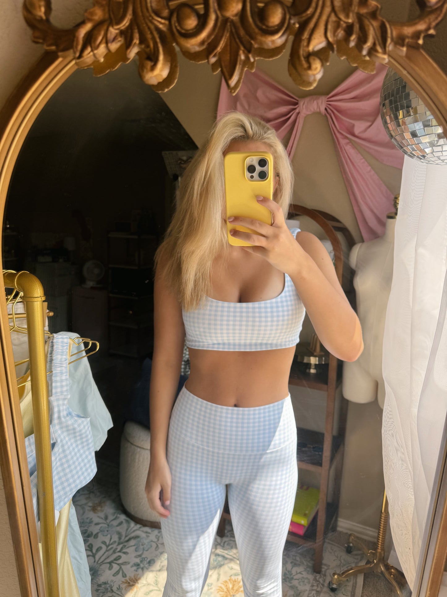 annabelle blue gingham bra top