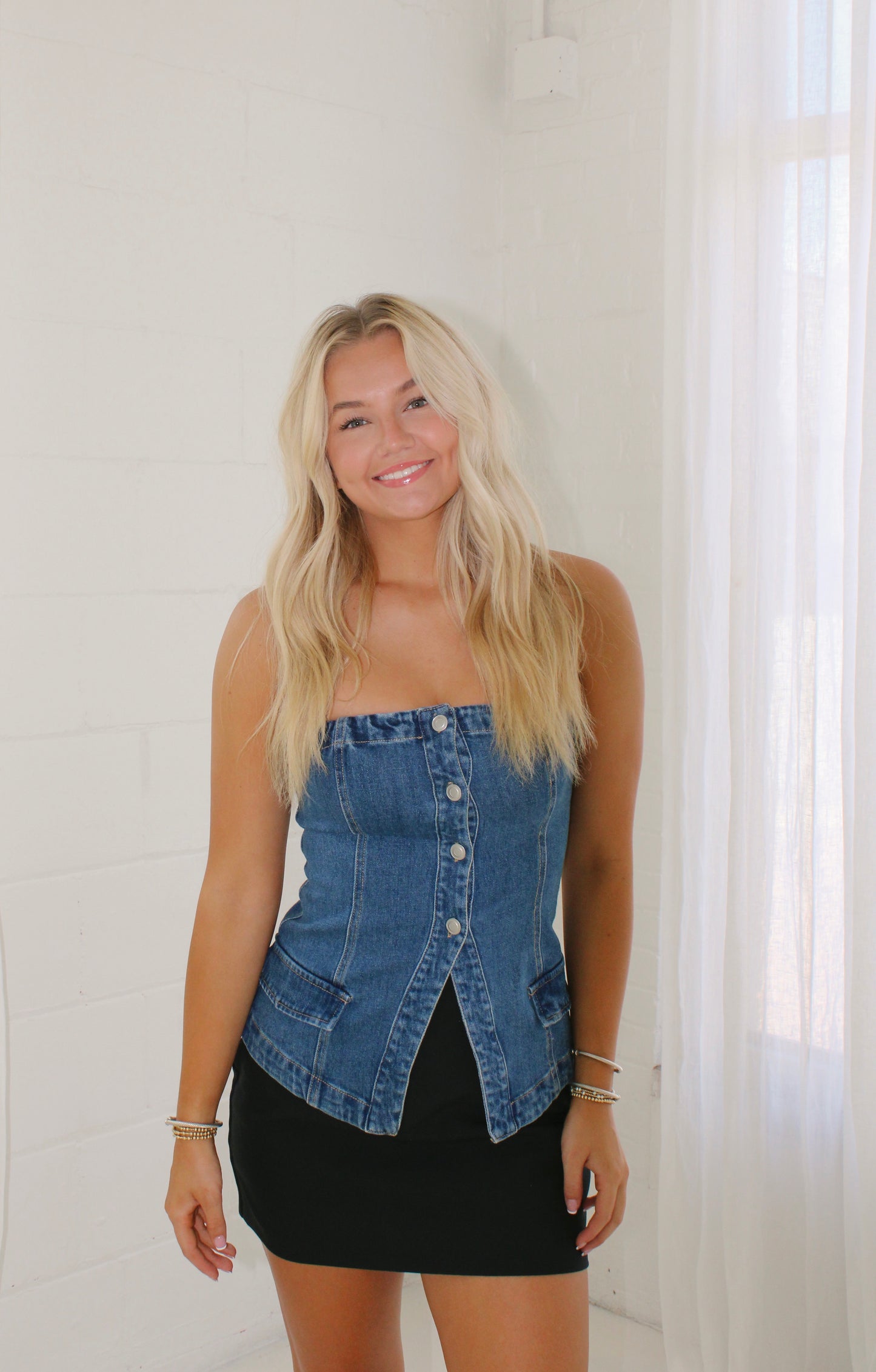 Reese denim tube top