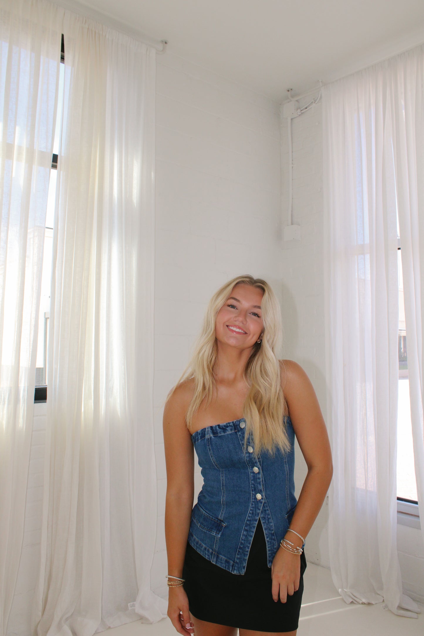 Reese denim tube top