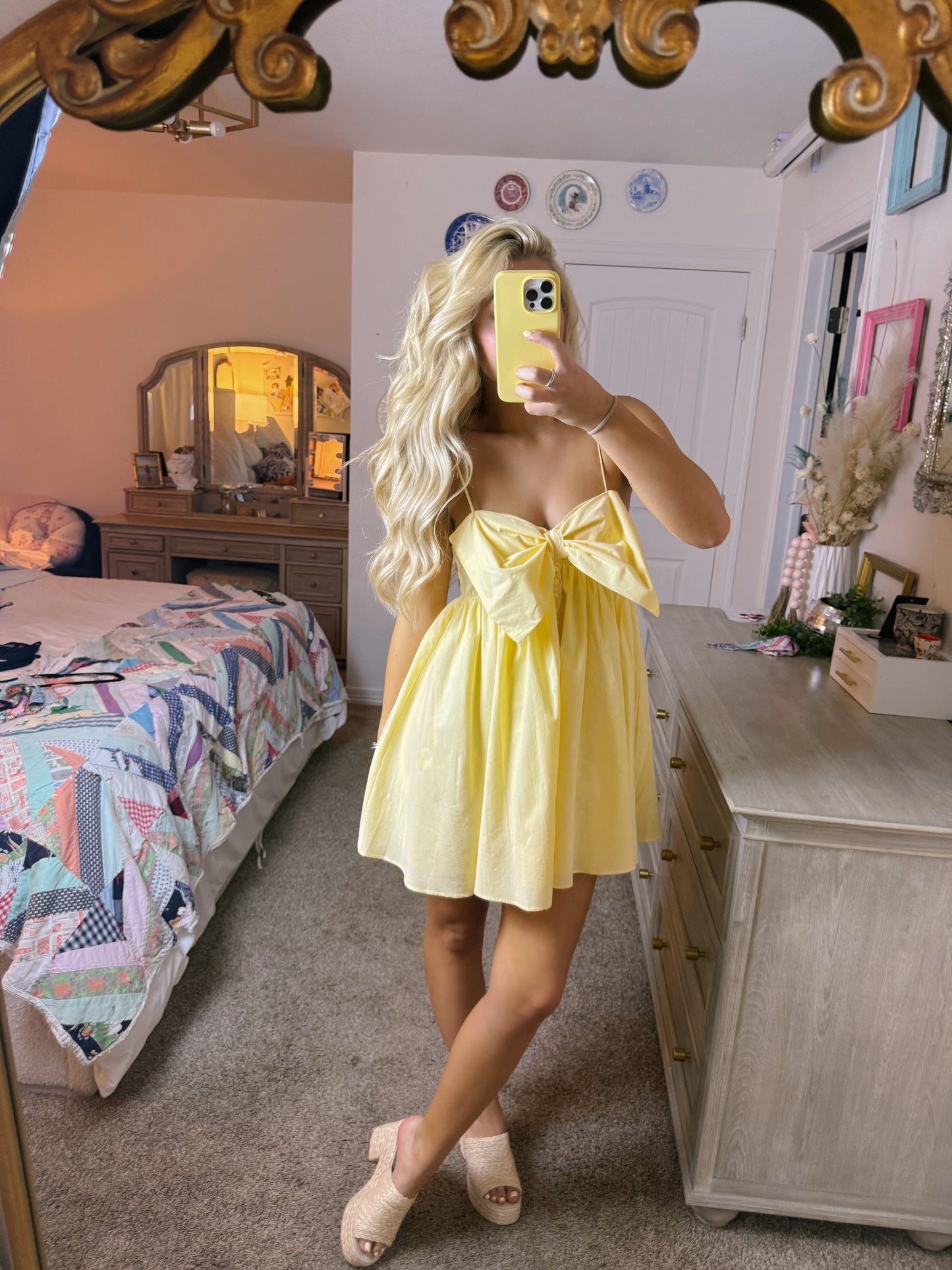 abbie bow mini dress