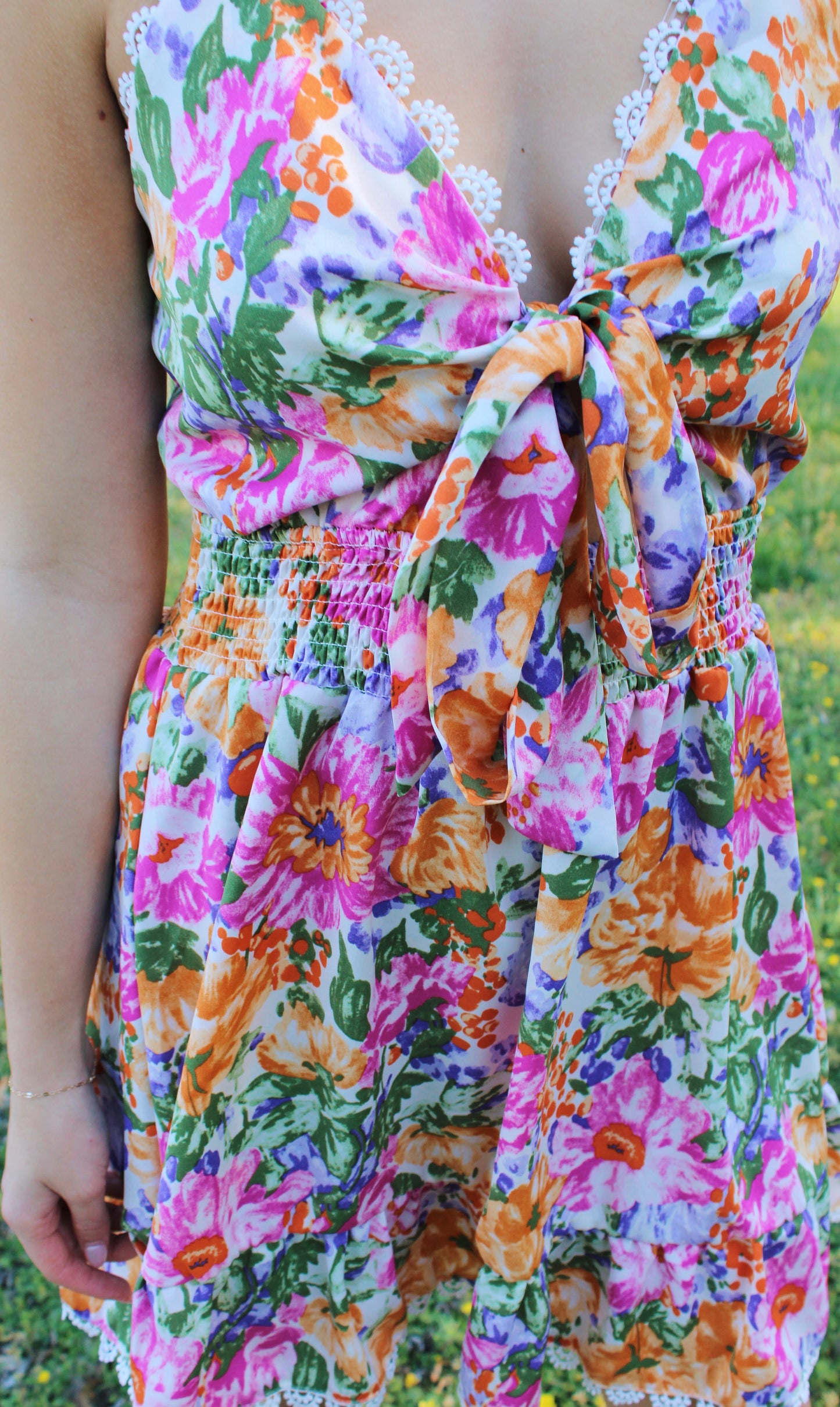 flirty in floral dress