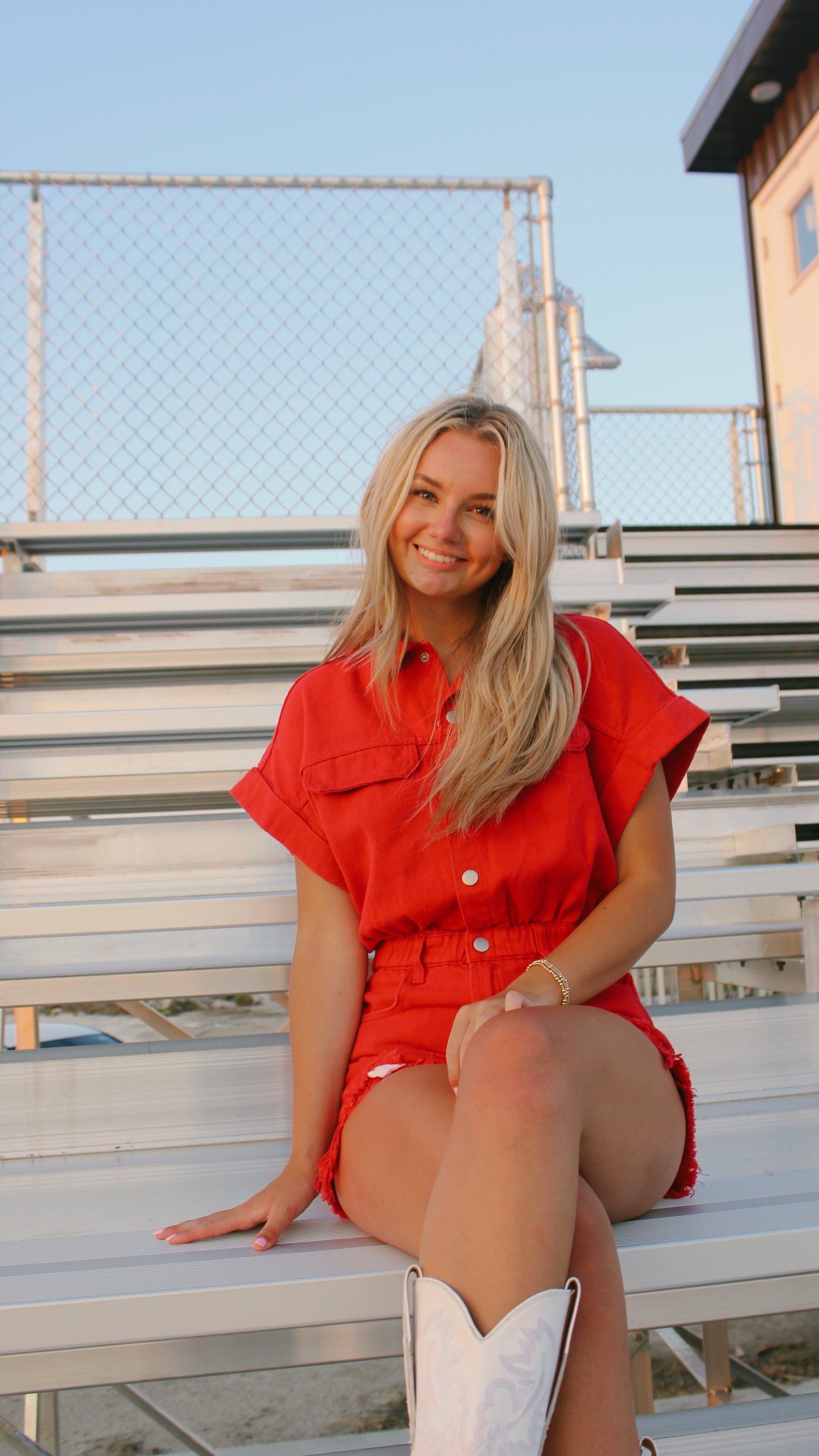 touchdown distressed romper