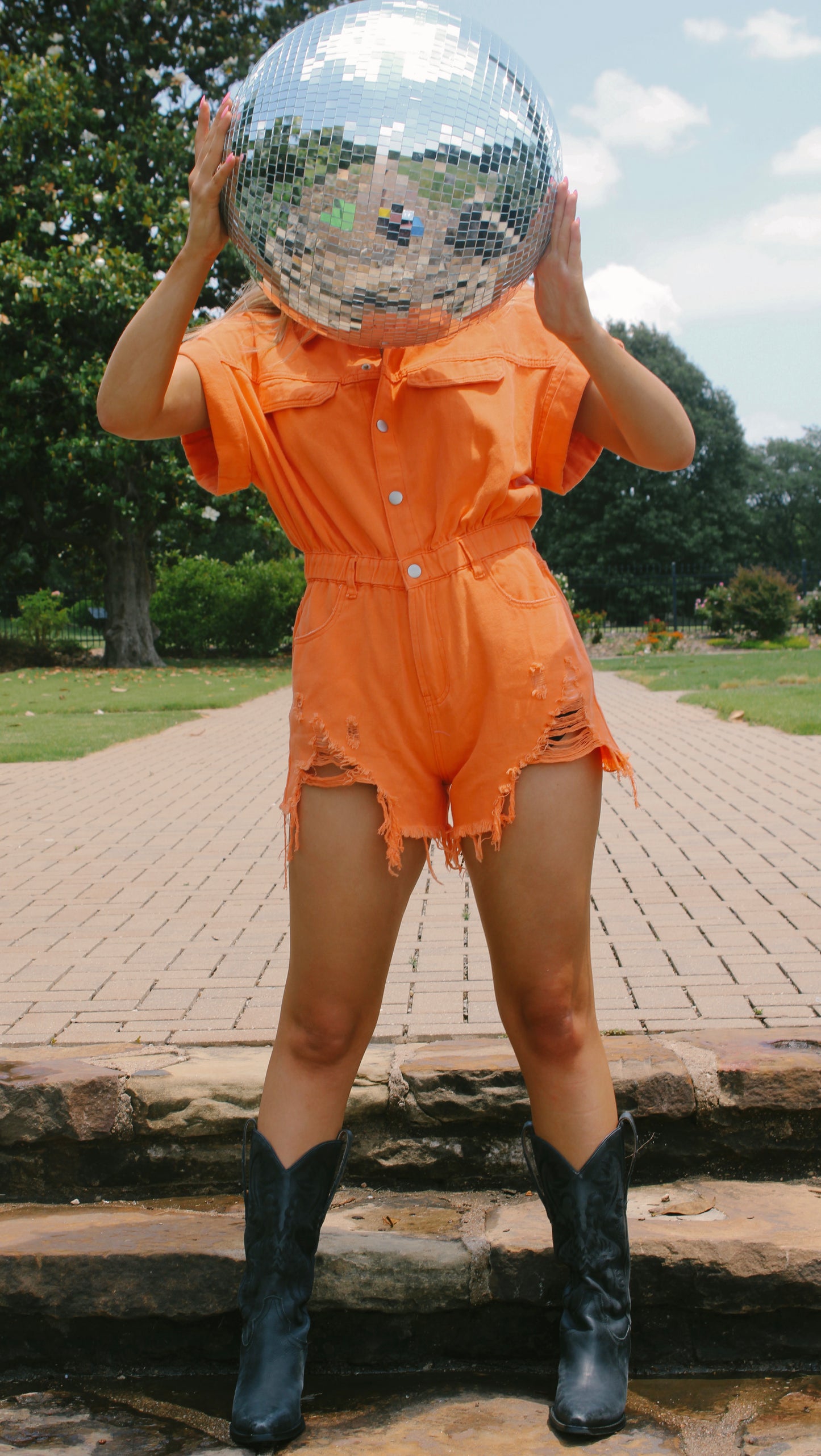 touchdown distressed romper