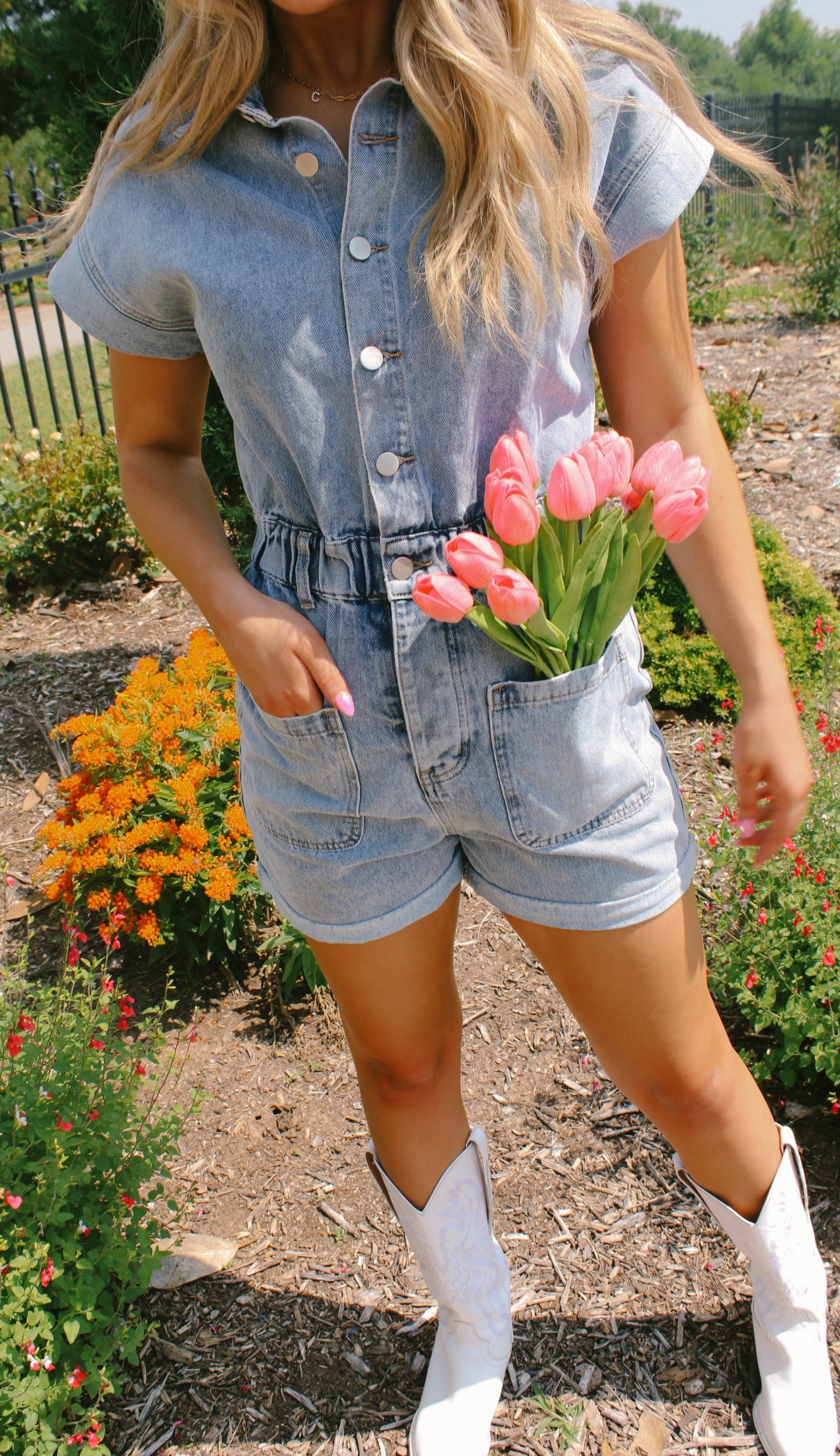 molly denim romper