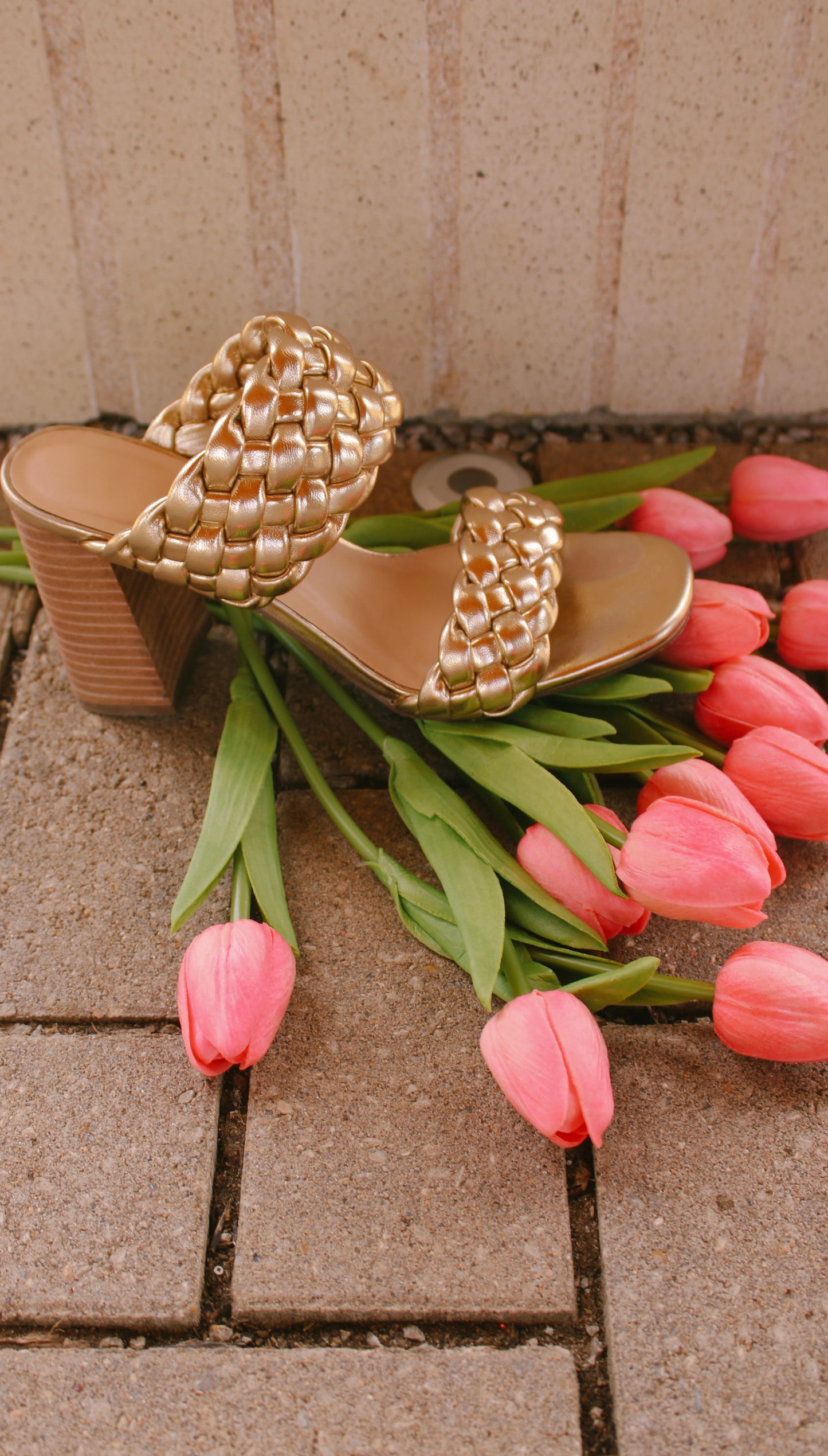 Playing dress up gold heel