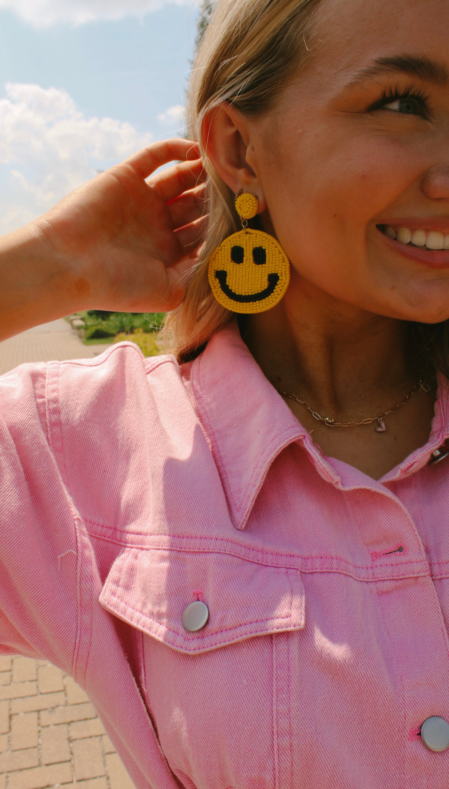 be happy beaded earring