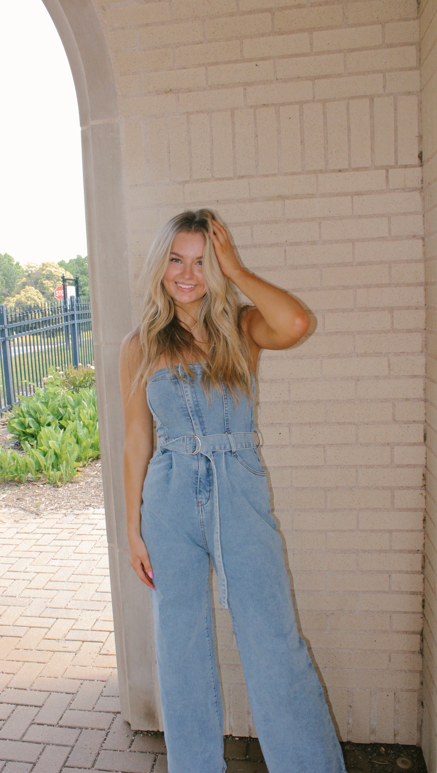 obsessed w me denim jumpsuit