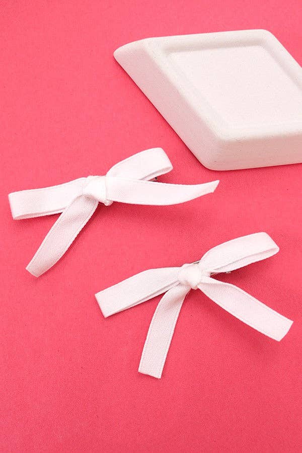 white satin bow clip