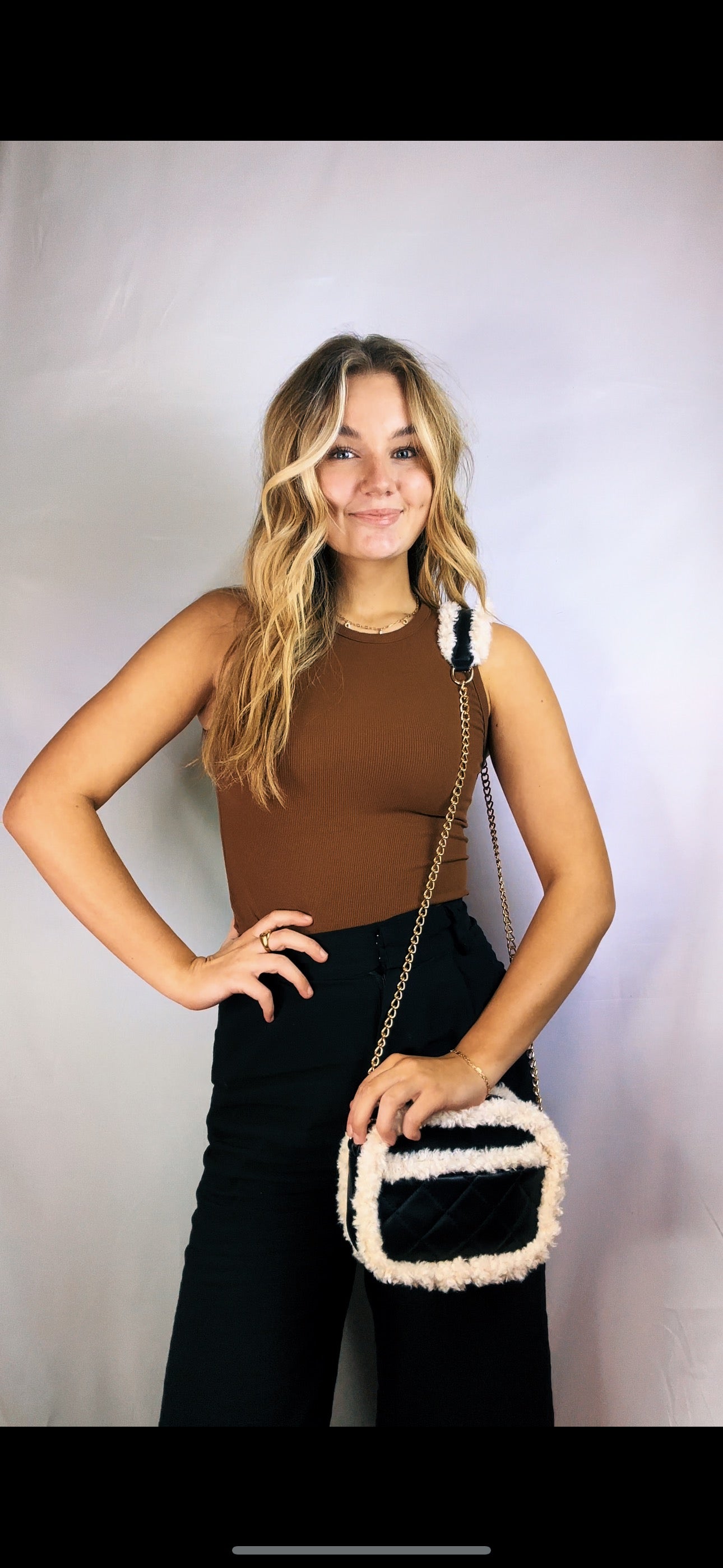 holly sherpa leather bag