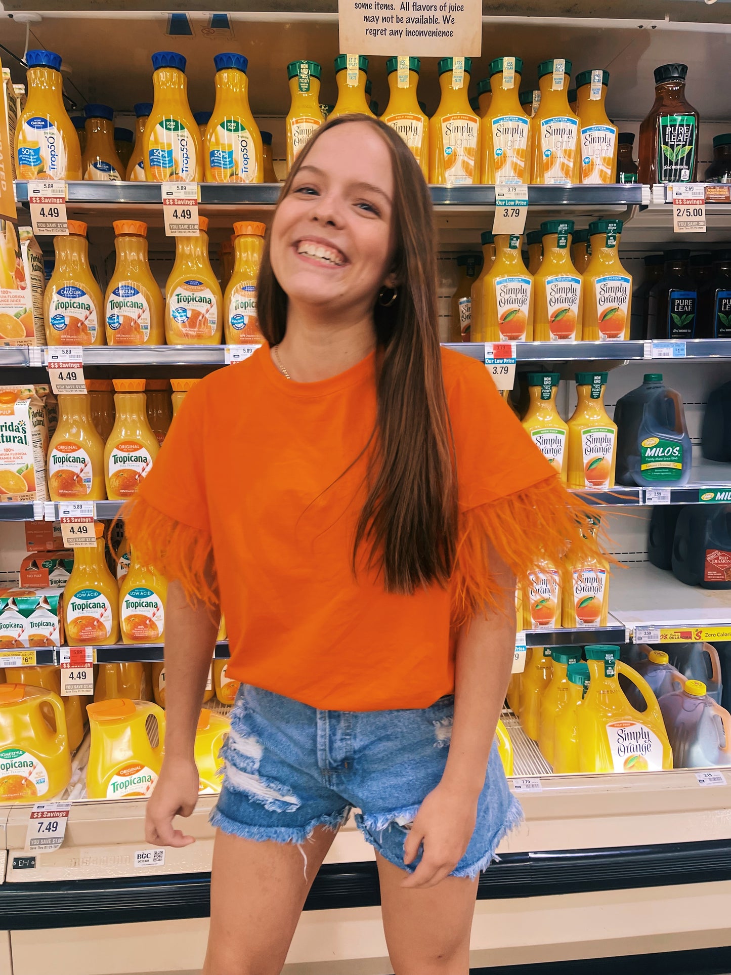 feel good feather sleeve top