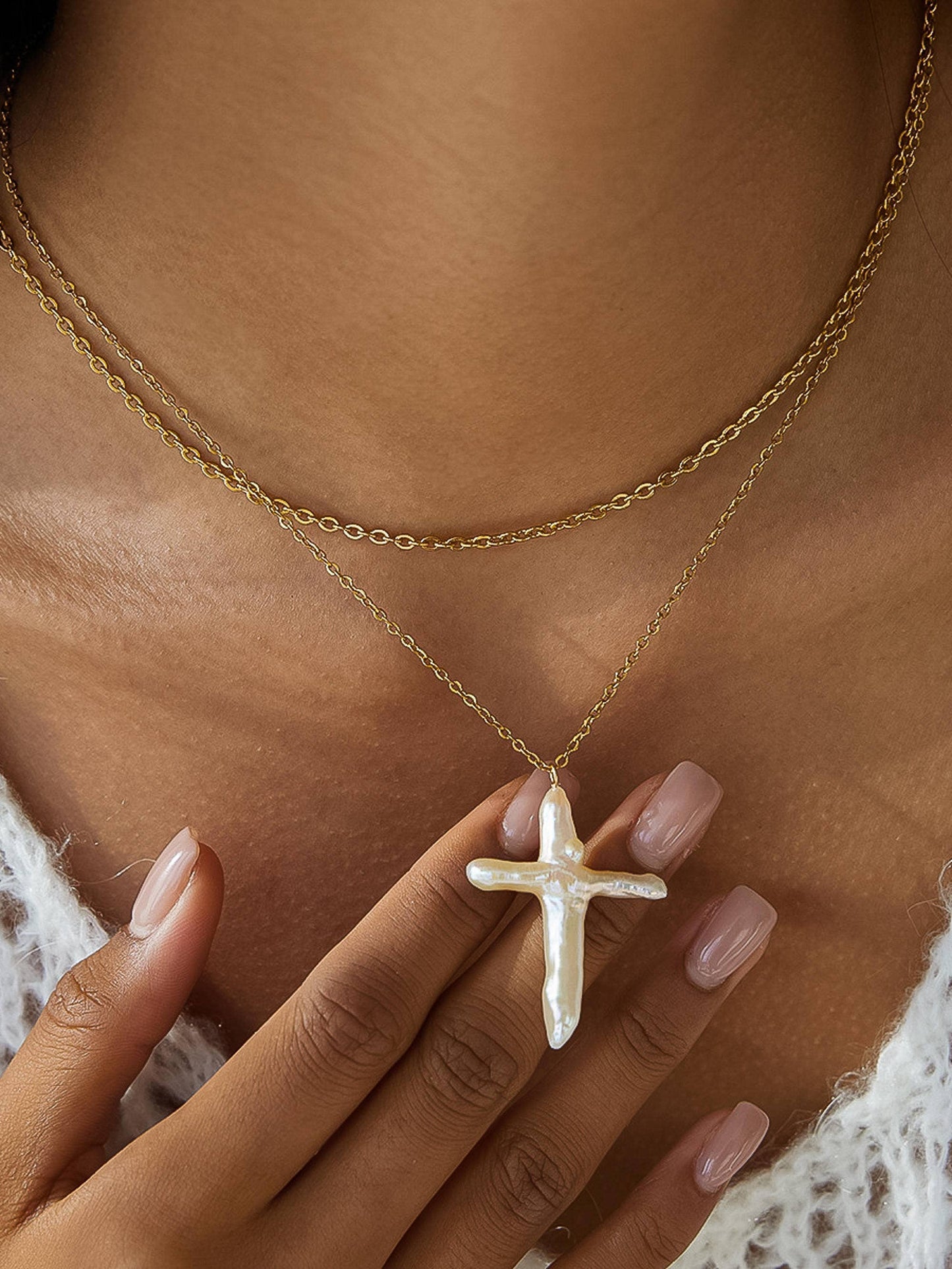 Pearl cross necklace