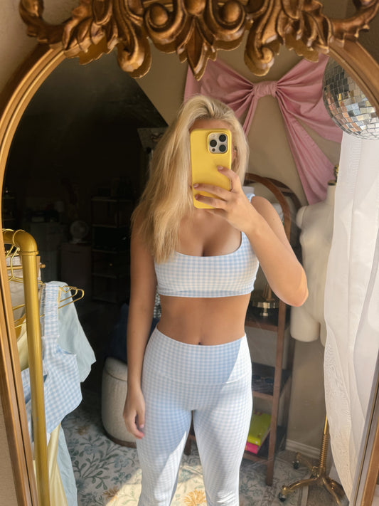 annabelle blue gingham bra top