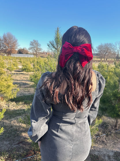 velvet bow hair clip