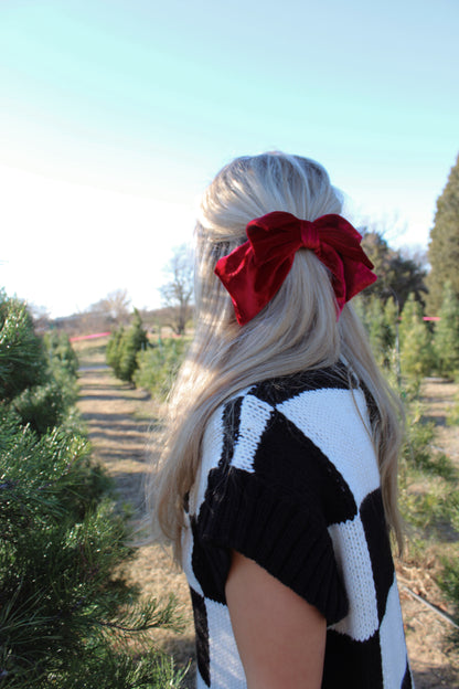 velvet bow hair clip