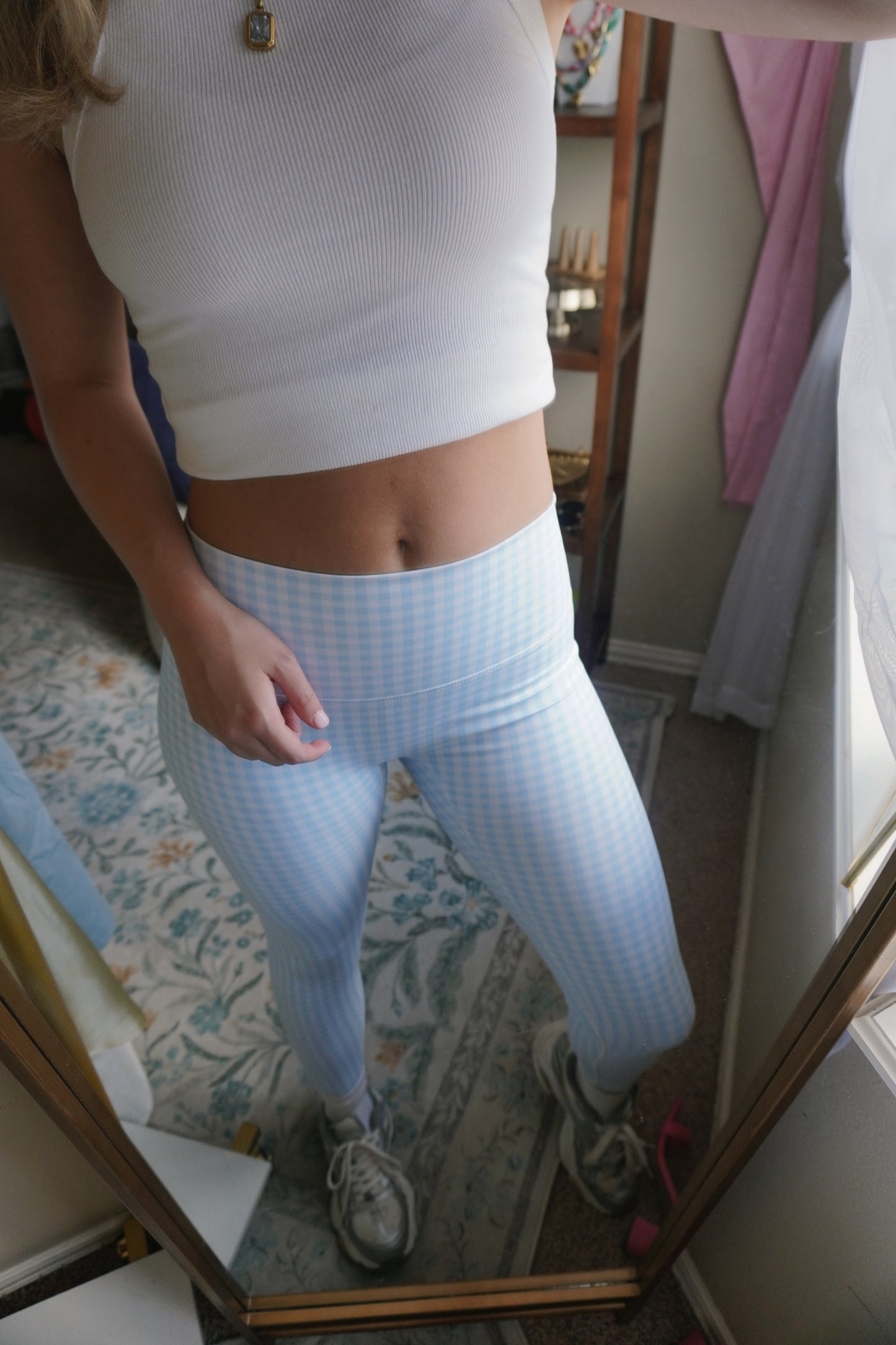 annabelle blue gingham leggings