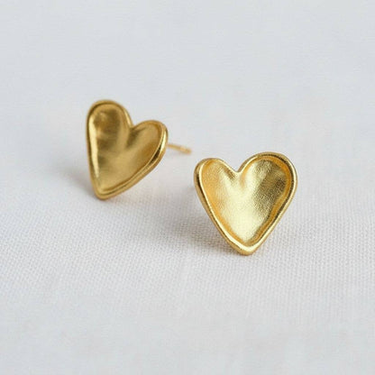Gold Textured Heart Earrings