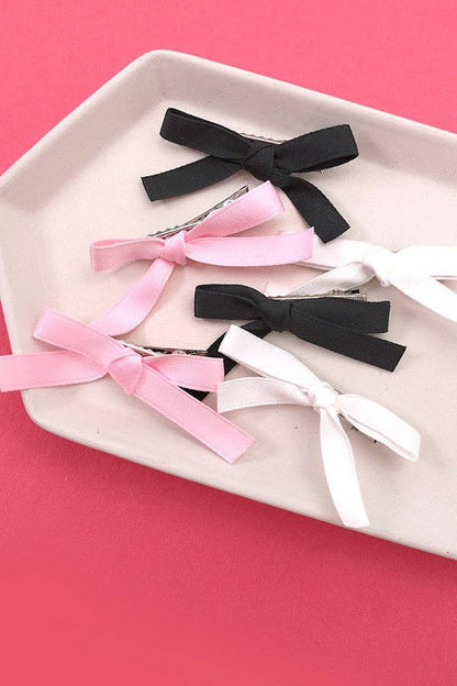white satin bow clip