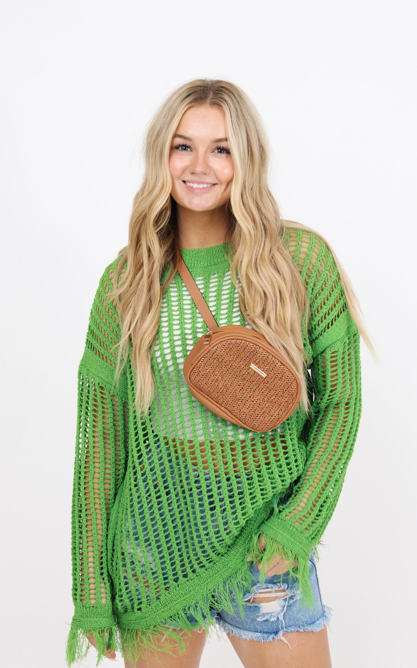 beach day straw belt bag