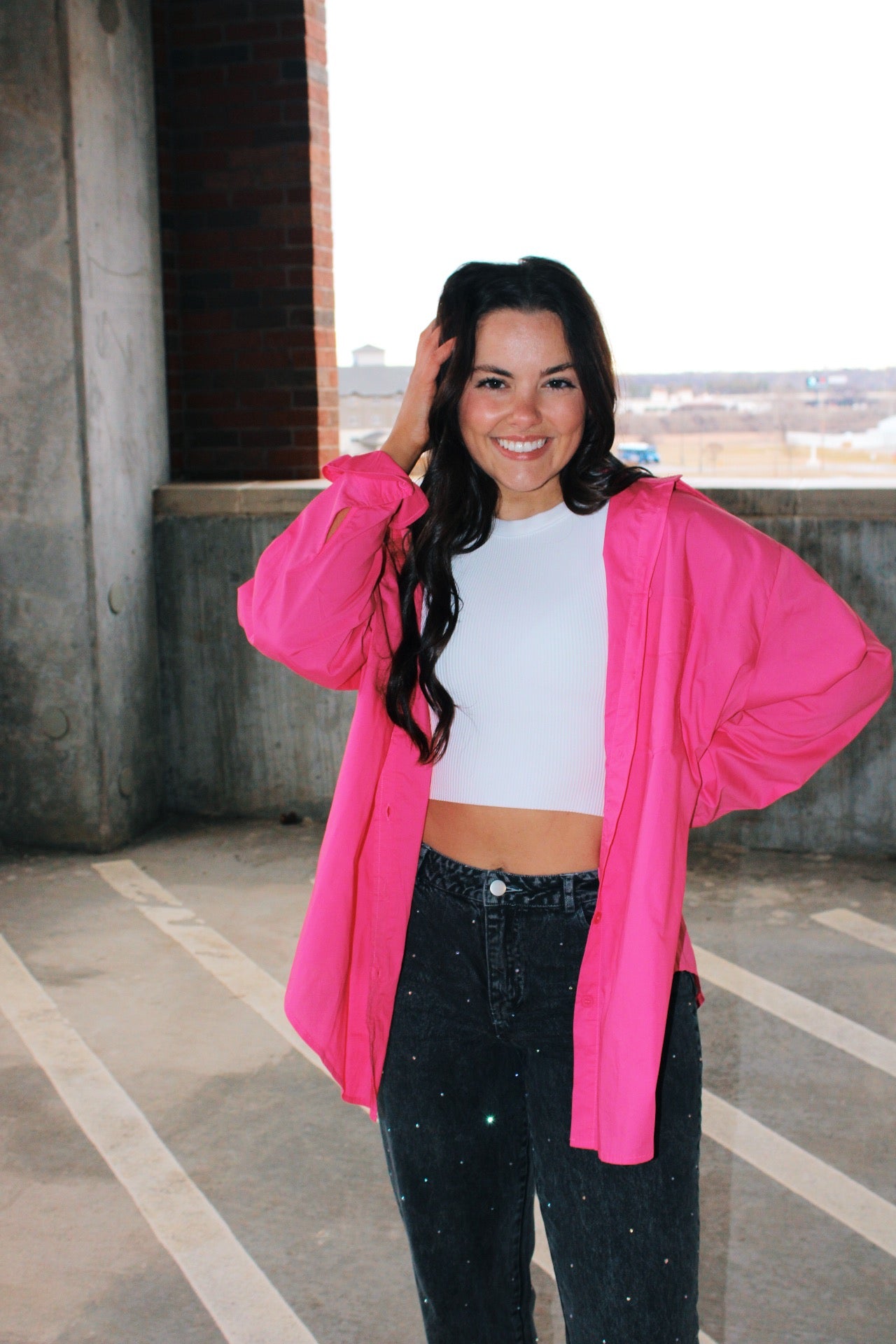 keep it classy pink button up shirt