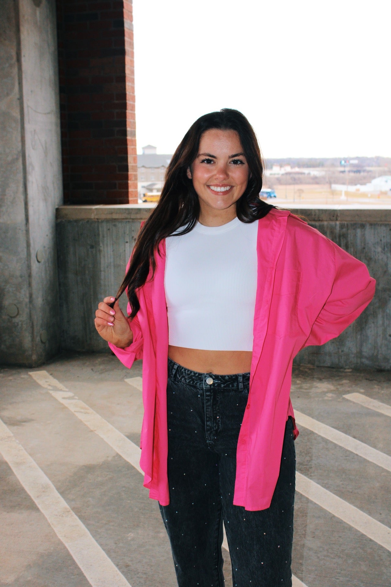 keep it classy pink button up shirt